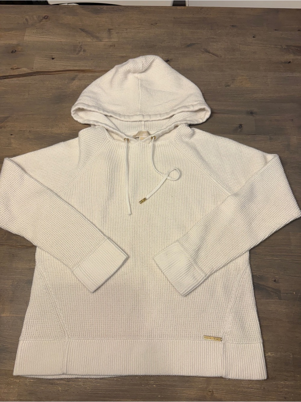 Cream Knit Hooded Pullover Sweater